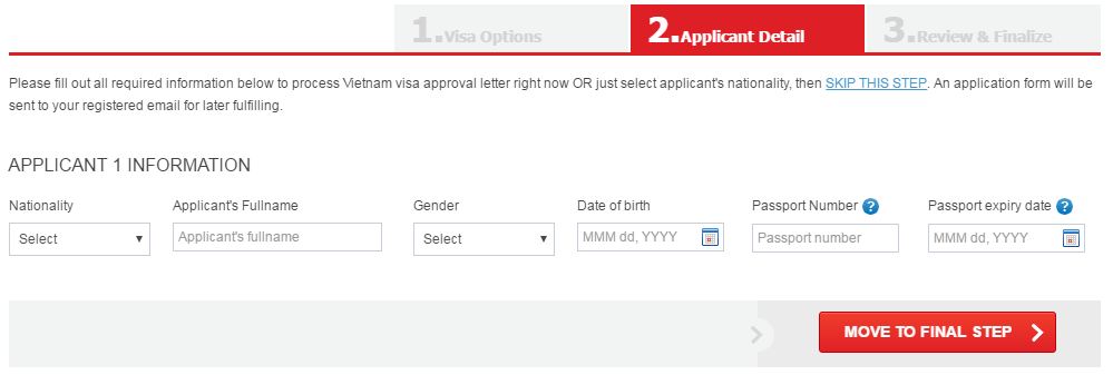 Step 2 - apply for Vietnam visa online